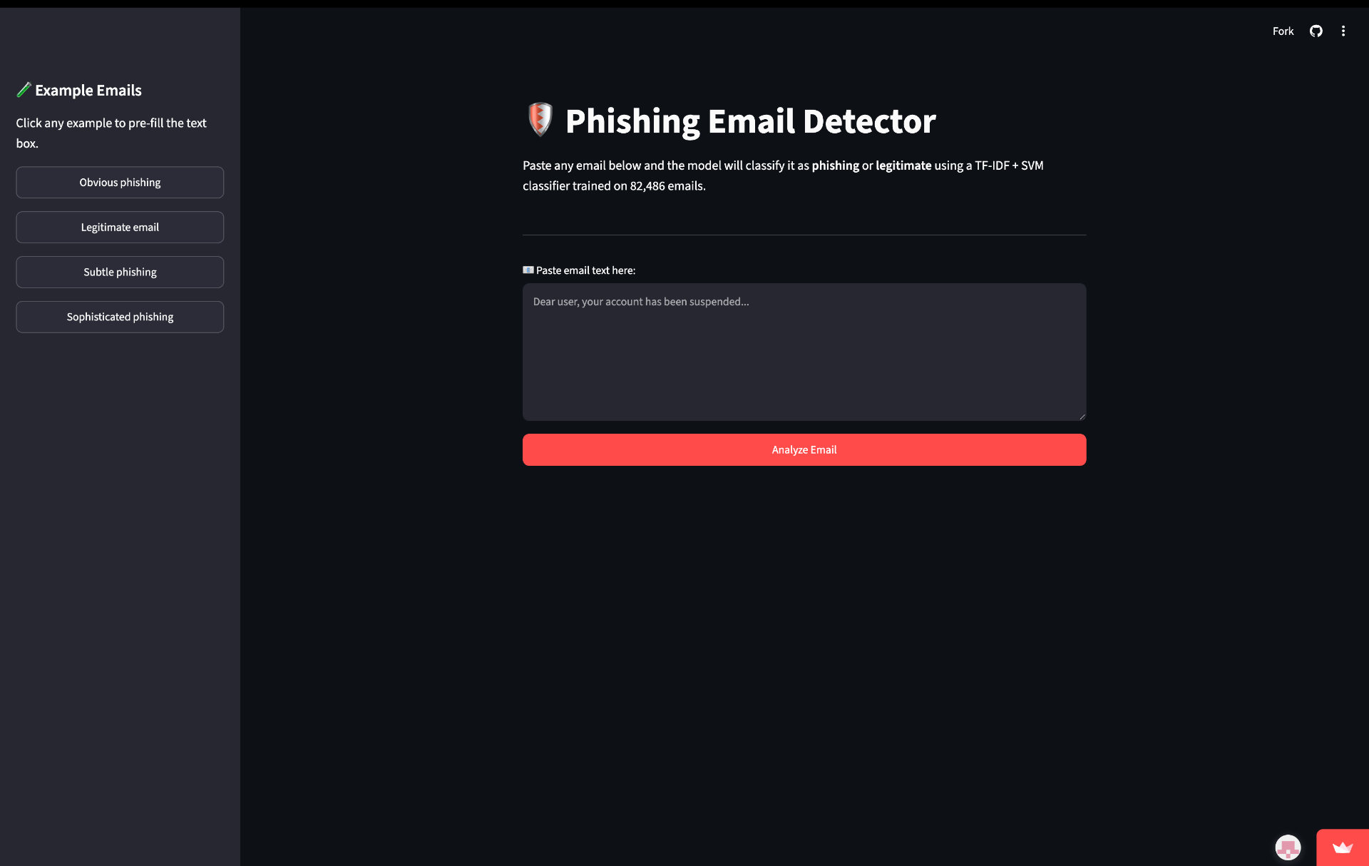 Streamlit app input